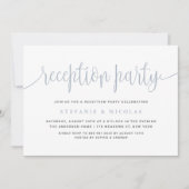 Dusty Blue Calligraphy Wedding Reception Party Einladung (Vorderseite)