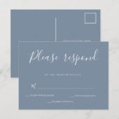 Dusty Blue Calligraphy Wedding RSVP Card Postkarte (Vorne/Hinten)