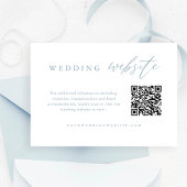 Dusty Blue Calligraphy Wedding Website QR Code Begleitkarte