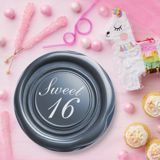 Dusty Blue Candle Wax Siegel Tropfen Sweet 16 Wedd Pappteller (Party)