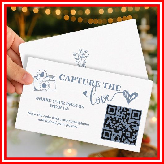 Dusty Blue Capture the Liebe QR Code Wedding Begleitkarte