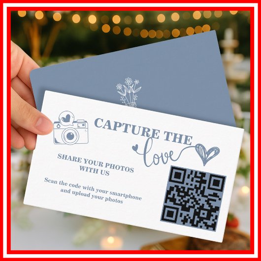 Dusty Blue Capture the Liebe QR Code Wedding Begleitkarte