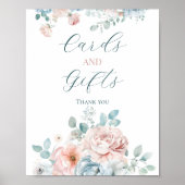 Dusty Blue Cards und Geschenke Baby Dusche Poster (Vorne)