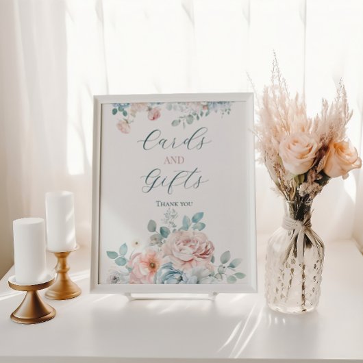 Dusty Blue Cards und Geschenke Baby Dusche Poster