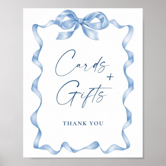 Dusty Blue Cards und Gift Bow Brautparty Poster (Vorne)