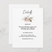 Dusty Blue Champagne Floral Boho Wedding Begleitkarte (Vorne/Hinten)
