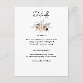 Dusty Blue Champagne Floral Boho Wedding Begleitkarte