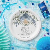 Dusty Blue & Champagne Floral Bridal Shower Pappteller (Party)