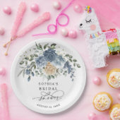 Dusty Blue & Champagne Floral Bridal Shower Pappteller (Party)