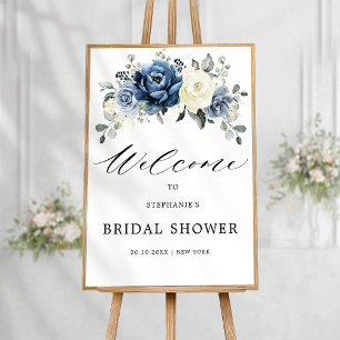 Dusty Blue Champagne Ivory Bridal Shower Welcome Poster