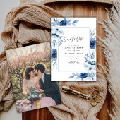 Dusty Blue Champagne Ivory Floral Foto Wedding Save The Date