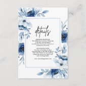 Dusty Blue Champagne Ivory Floral Wedding Details Begleitkarte (Vorderseite)