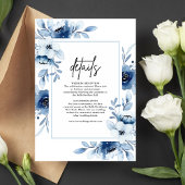 Dusty Blue Champagne Ivory Floral Wedding Details Begleitkarte