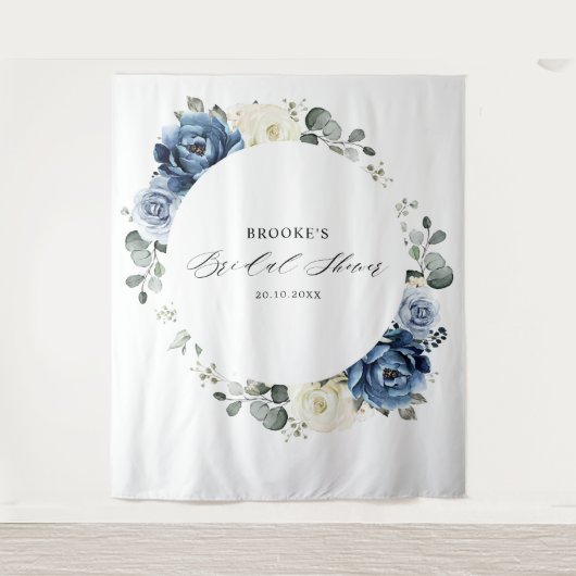 Dusty Blue Champagne Ivory Foto Stand Hintergrund Wandteppich (Vorderseite)