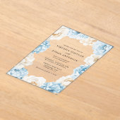Dusty Blue Champagne Ivory Peonies Floral Wedding Acryleinladungen (Ablage )