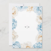 Dusty Blue Champagne Ivory Peonies Floral Wedding Einladung (Rückseite)