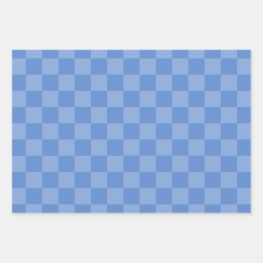 Dusty Blue Checked Pattern Geschenkpapier Set (Vorderseite 3)