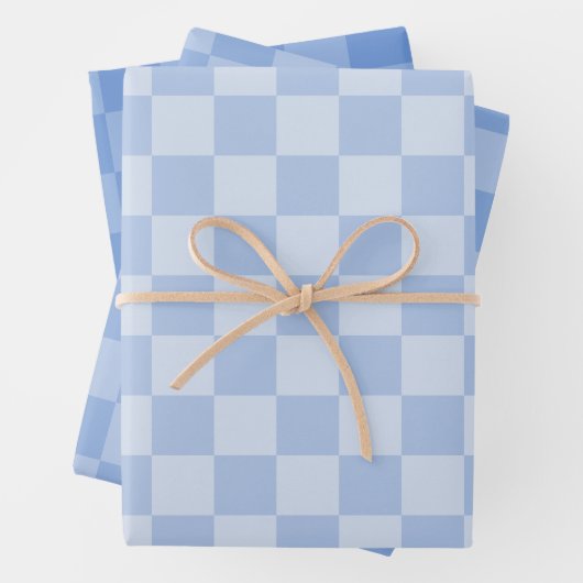 Dusty Blue Checked Pattern Geschenkpapier Set (Beispiel)