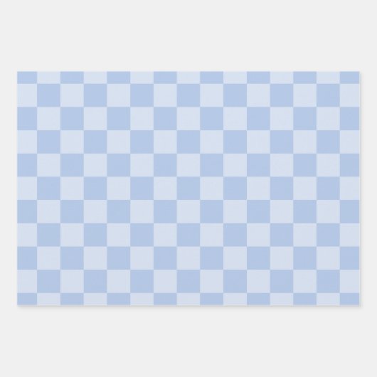Dusty Blue Checked Pattern Geschenkpapier Set (Vorderseite)