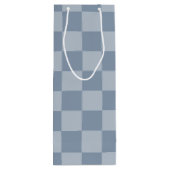 Dusty Blue Checkerboard Geschenktüte Für Weinflaschen (Rückseite)