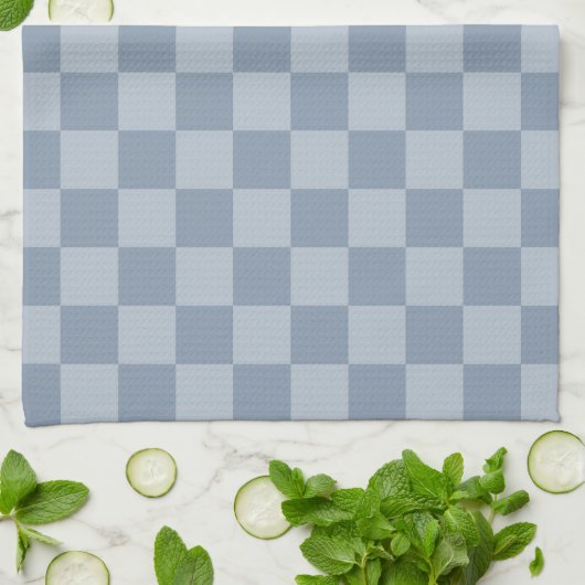 Dusty Blue Checkerboard Geschirrtuch (Gefaltet)