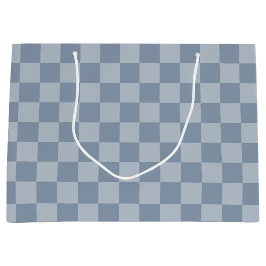 Dusty Blue Checkerboard Große Geschenktüte (Vorderseite)