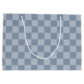 Dusty Blue Checkerboard Große Geschenktüte (Rückseite)