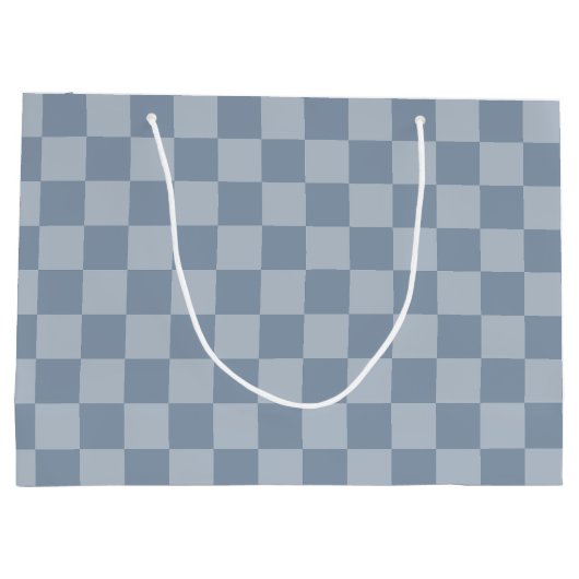 Dusty Blue Checkerboard Große Geschenktüte (Rückseite)