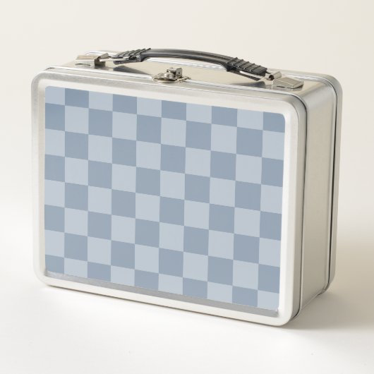 Dusty Blue Checkerboard Metall Brotdose (Vorderseite)