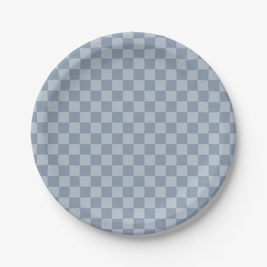 Dusty Blue Checkerboard Pappteller (Vorderseite)
