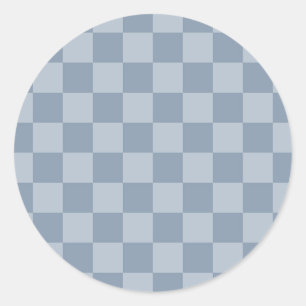 Dusty Blue Checkerboard Runder Aufkleber