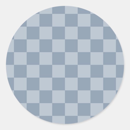 Dusty Blue Checkerboard Runder Aufkleber (Vorderseite)