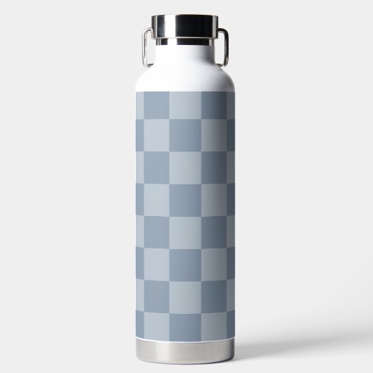 Dusty Blue Checkerboard Trinkflasche (Vorderseite)