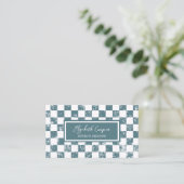 Dusty Blue Checkered Board Visitenkarte (Stehend Vorderseite)