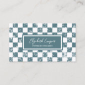 Dusty Blue Checkered Board Visitenkarte (Vorderseite)