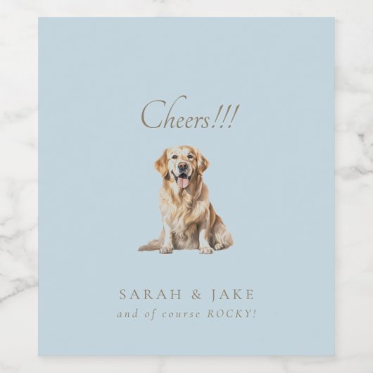Dusty Blue Cheers!! Custom Pet Wedding Weinetikett (Einzelnes Label)