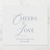 Dusty Blue “Cheers to Love” Wedding Schaumweinetikett (Einzelnes Label)