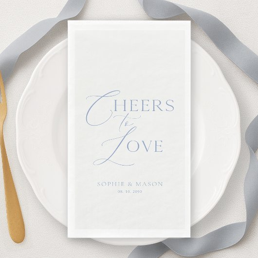 Dusty Blue “Cheers to Love” Wedding Serviette