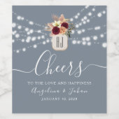 Dusty Blue Cheers Wedding Wine Label Weinetikett (Einzelnes Label)