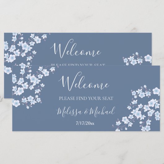 Dusty Blue Cherry Blossom | Seekarten (Vorne/Hinten)