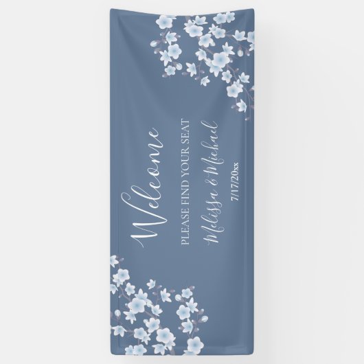 Dusty Blue Cherry Blossom | Seekarten Banner (Vertikal)