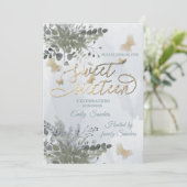 Dusty Blue Chic Aquarell Eukalyptus in Einladung (Stehend Vorderseite)