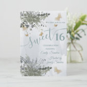 Dusty Blue Chic Aquarell Eukalyptus in Einladung (Stehend Vorderseite)