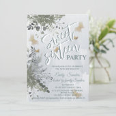 Dusty blue Chic Aquarellgrün Eukalyptus Einladung (Stehend Vorderseite)