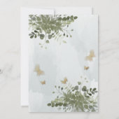 Dusty blue Chic Aquarellgrün Eukalyptus Einladung (Rückseite)