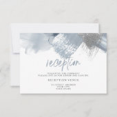Dusty Blue Chic Brushstrokes Einladung (Vorderseite)