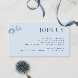 Dusty Blue, Chic Modern Join Us Empfang Wedding Begleitkarte