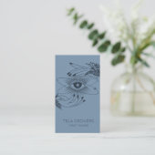 Dusty Blue Chic Modern Mystic Tarot Reader Visitenkarte (Stehend Vorderseite)