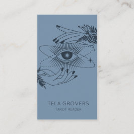 Dusty Blue Chic Modern Mystic Tarot Reader Visitenkarte