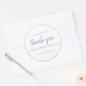 Dusty Blue Chic Script Thank You For Shopping Runder Aufkleber (Umschlag)